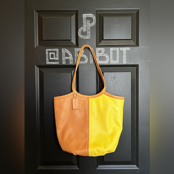 COACH BEA Leather Soft Touch ColorBlock Tote - Picture 1 of 8